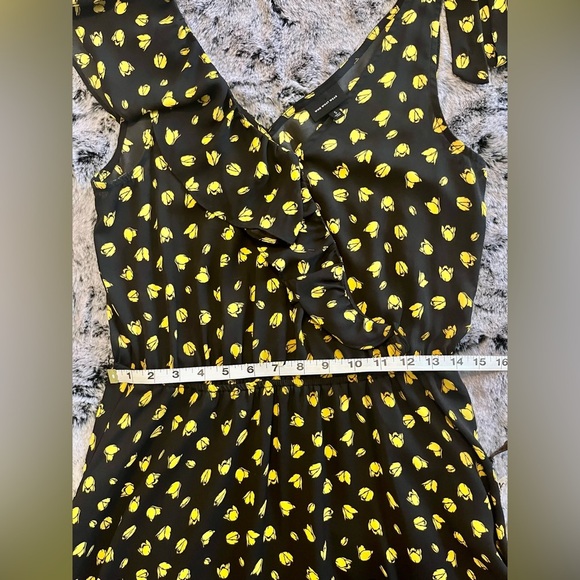 Who What Wear black & yellow floral print dress, sleeveless midi EUC Small - Picture 12 of 15